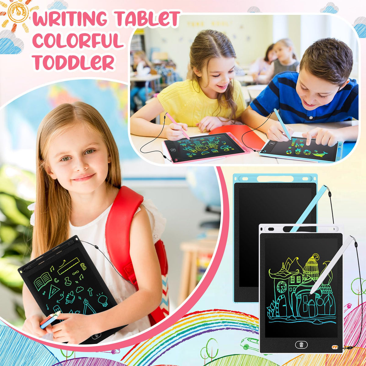 Tinlade kids drawing on doodle board shows pressure-based lines for varied artwork.