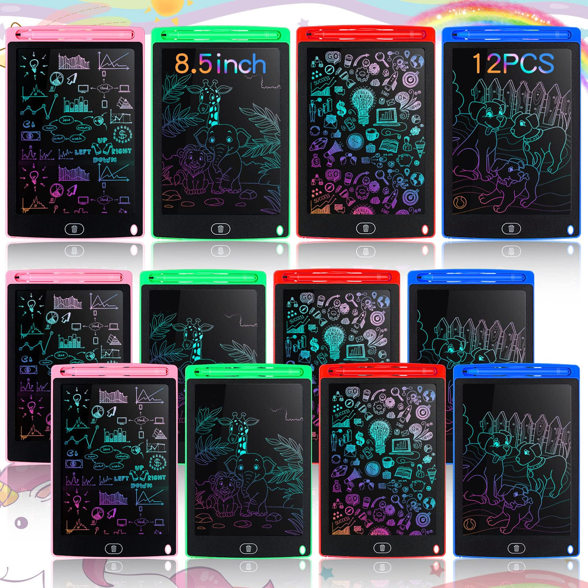 Tinlade LCD writing tablet with 8.5-inch colorful doodle screen for mess-free drawing.
