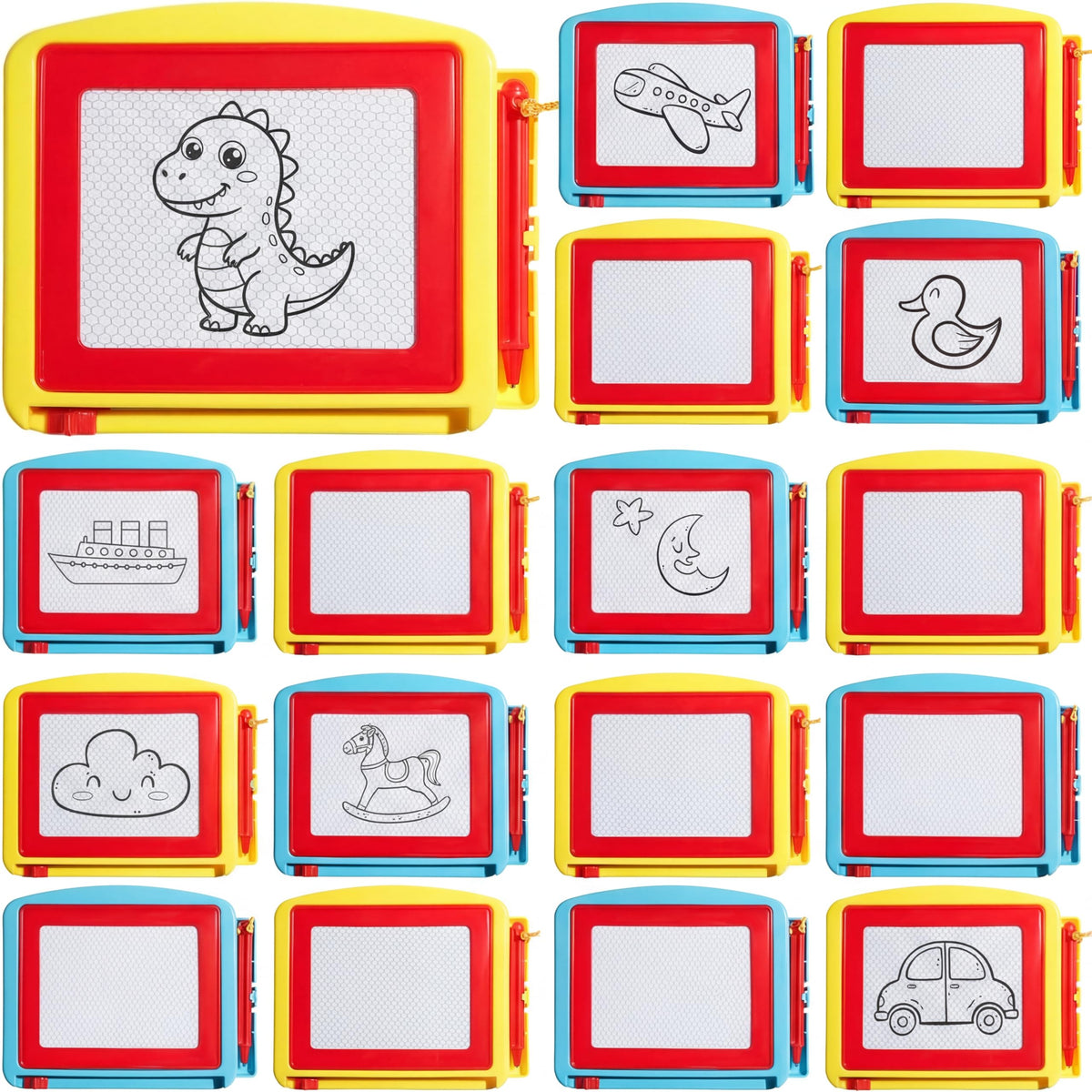 Tinlade mini drawing board blue-red pack for kids, mess-free creativity on the go.
