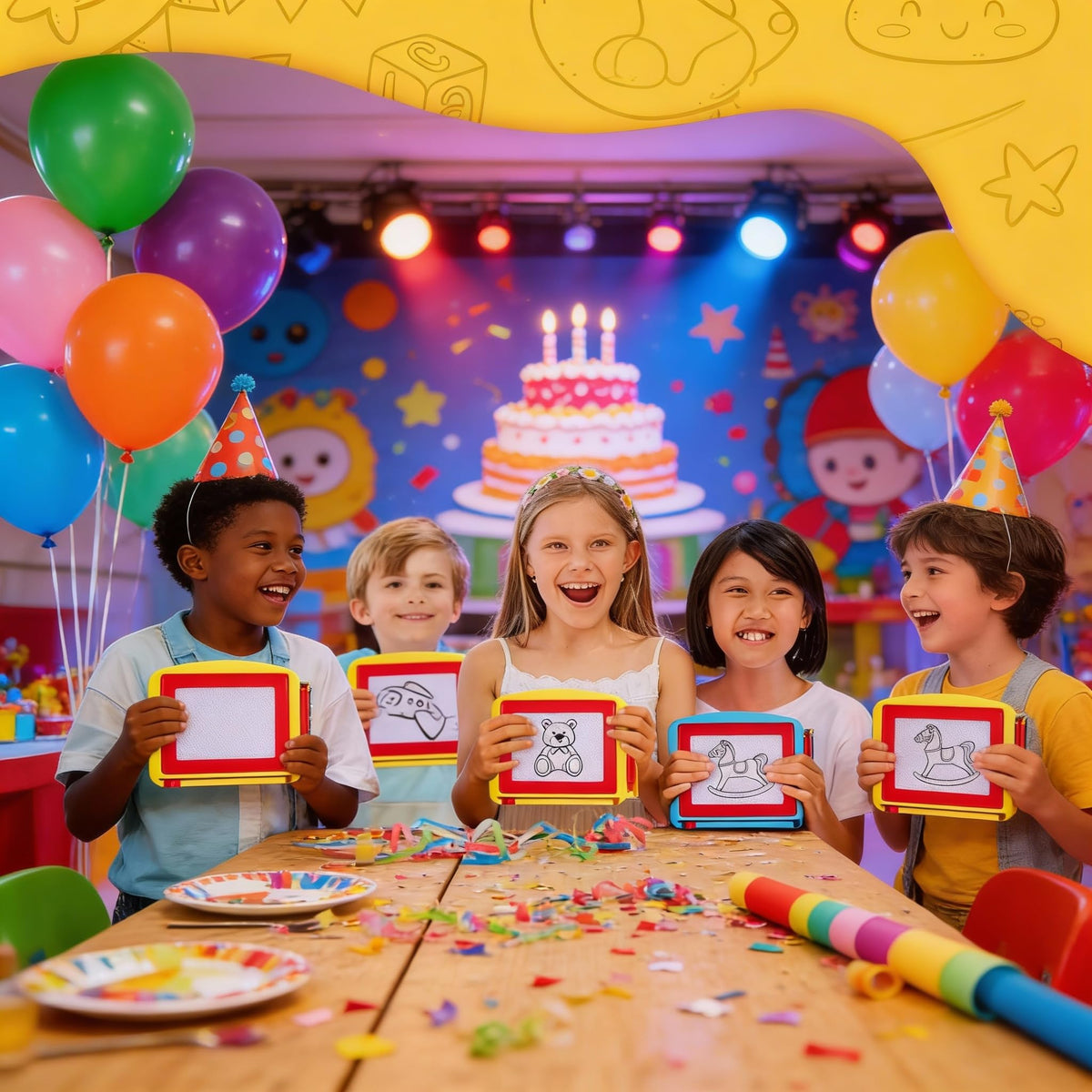 Tinlade reusable magnetic drawing board designed for repeated use.