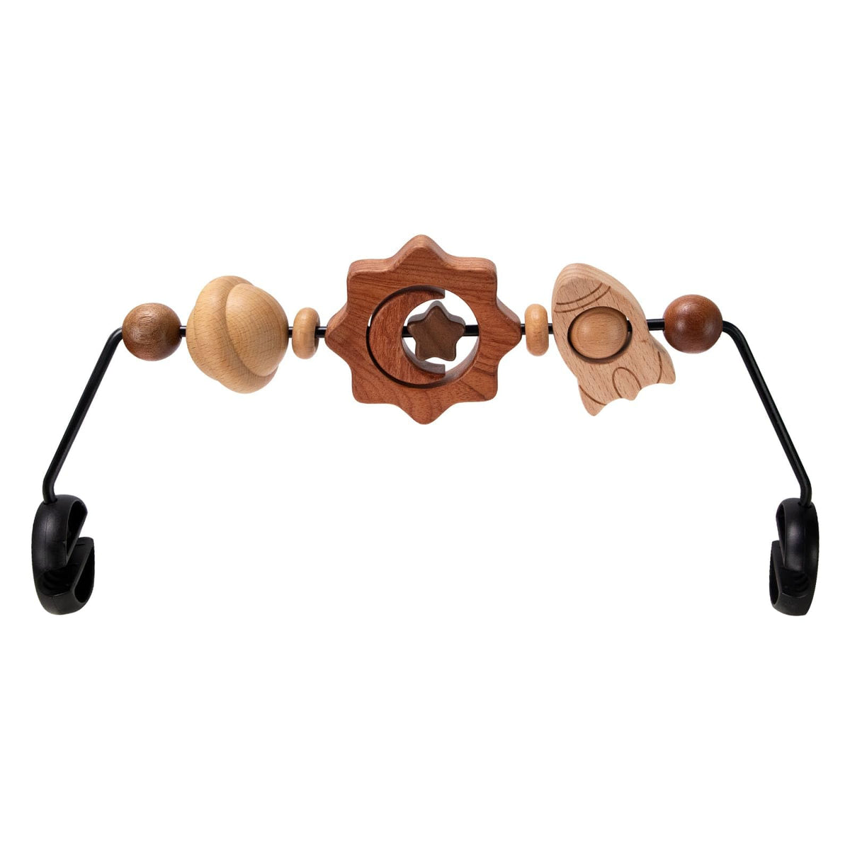 TinlyFinly baby bouncer bar assembly demonstrates secure fit for Baby Bjorn models.