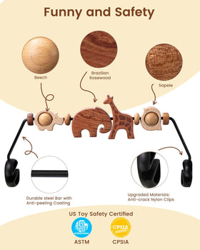 TinlyFinly wooden toy bar fits snugly to compatible bouncers ensuring safe play.