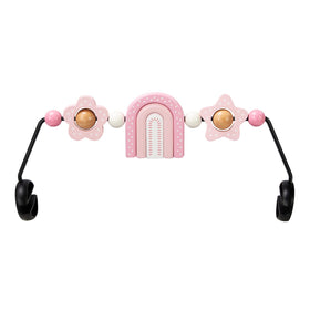 TinlyFinly beech wood toy bar with pink rainbow for engaging play.