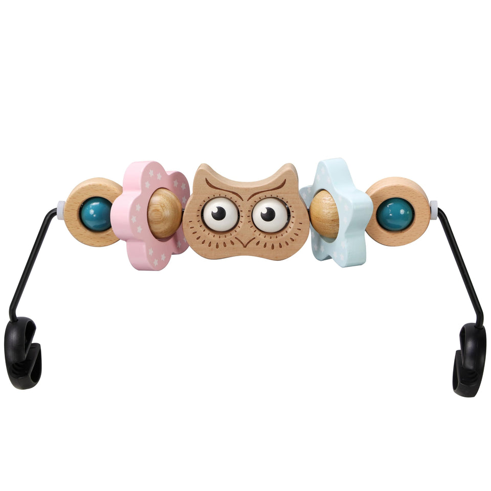 TinlyFinly beech wood owl-design toy bar for baby bouncer with visual stimulation