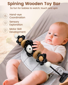TinlyFinly Bjorn-compatible bouncer bar ensures tight fit for safe uninterrupted playtime.