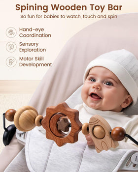 TinlyFinly space-themed rotatable components captivate babies during quiet playtime.