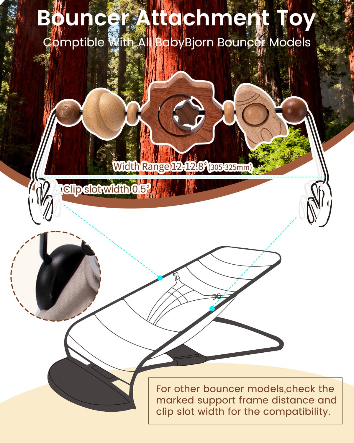 TinlyFinly wooden moon and stars encourage visual tracking and tactile exploration.
