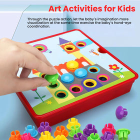 Tinoteen Button Art Toy pattern cards spark visual thinking and structured play.