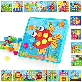 Tinoteen Button Art Toy pegboard for creative mosaic play and easy organization.