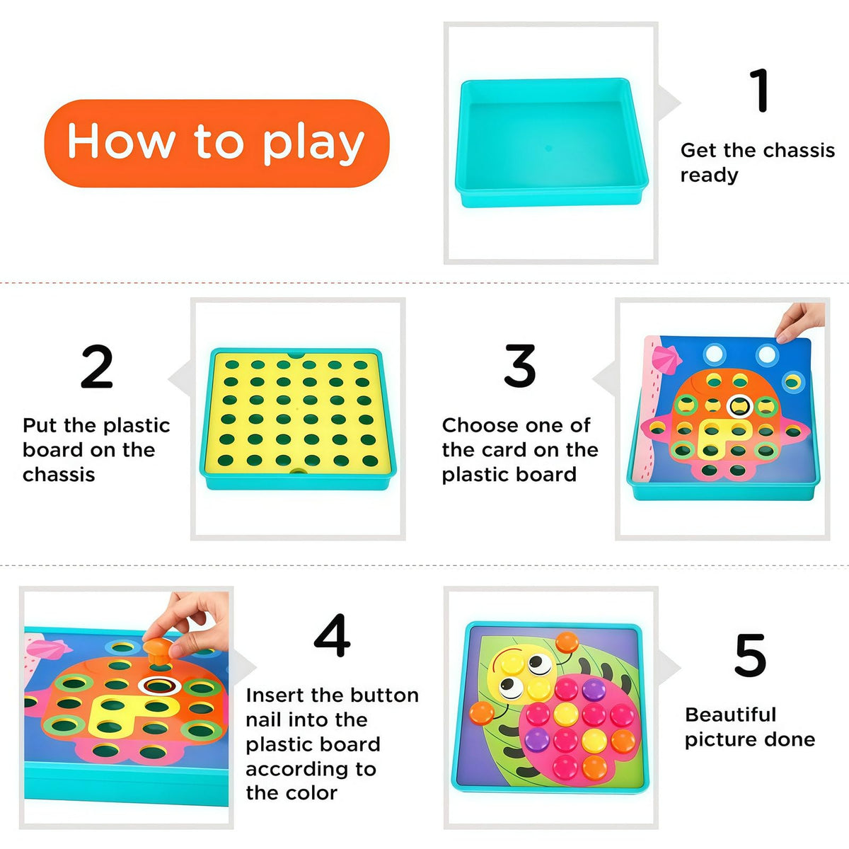 Tinoteen Button Art Toy storage-friendly design simplifies cleanup.