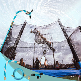 TINPOO trampoline sprinkler assembly blue for quick setup and backyard playtime.