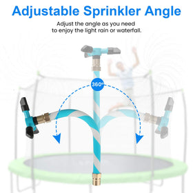 TINPOO trampoline sprinkler with 360° rotating arms blue delivers wide splash zones for safe fun.