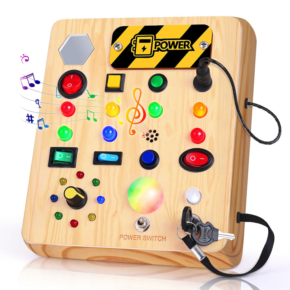 TINTECUSA Busy Board with LED lights boosts early learning through visual cues.