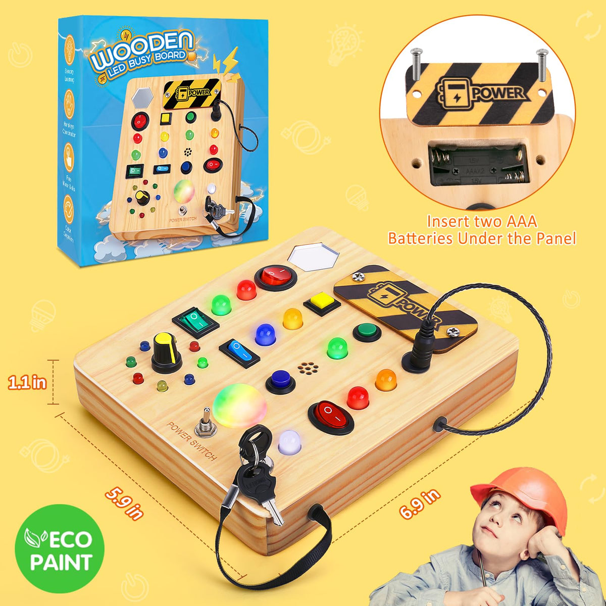 TINTECUSA Busy Board uses child-safe wood and non-toxic finishes for safe exploration.