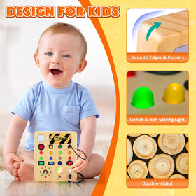 TINTECUSA Busy Board wooden design offers natural texture for sensory discovery.