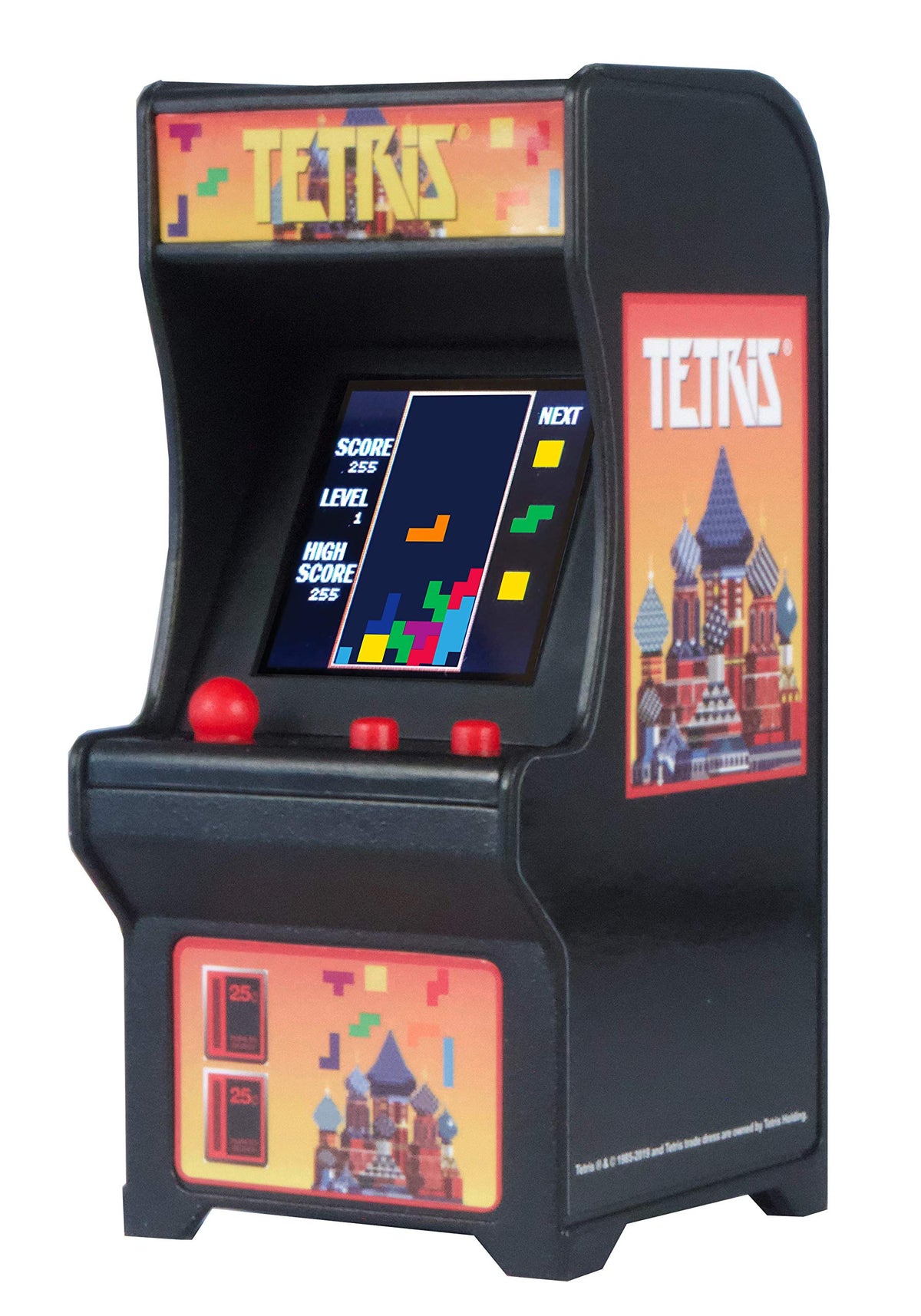 Tiny Arcade Tetris handheld control panel with responsive buttons for precise retro play