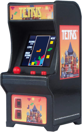 Tiny Arcade Tetris mini arcade front view for portable retro gaming