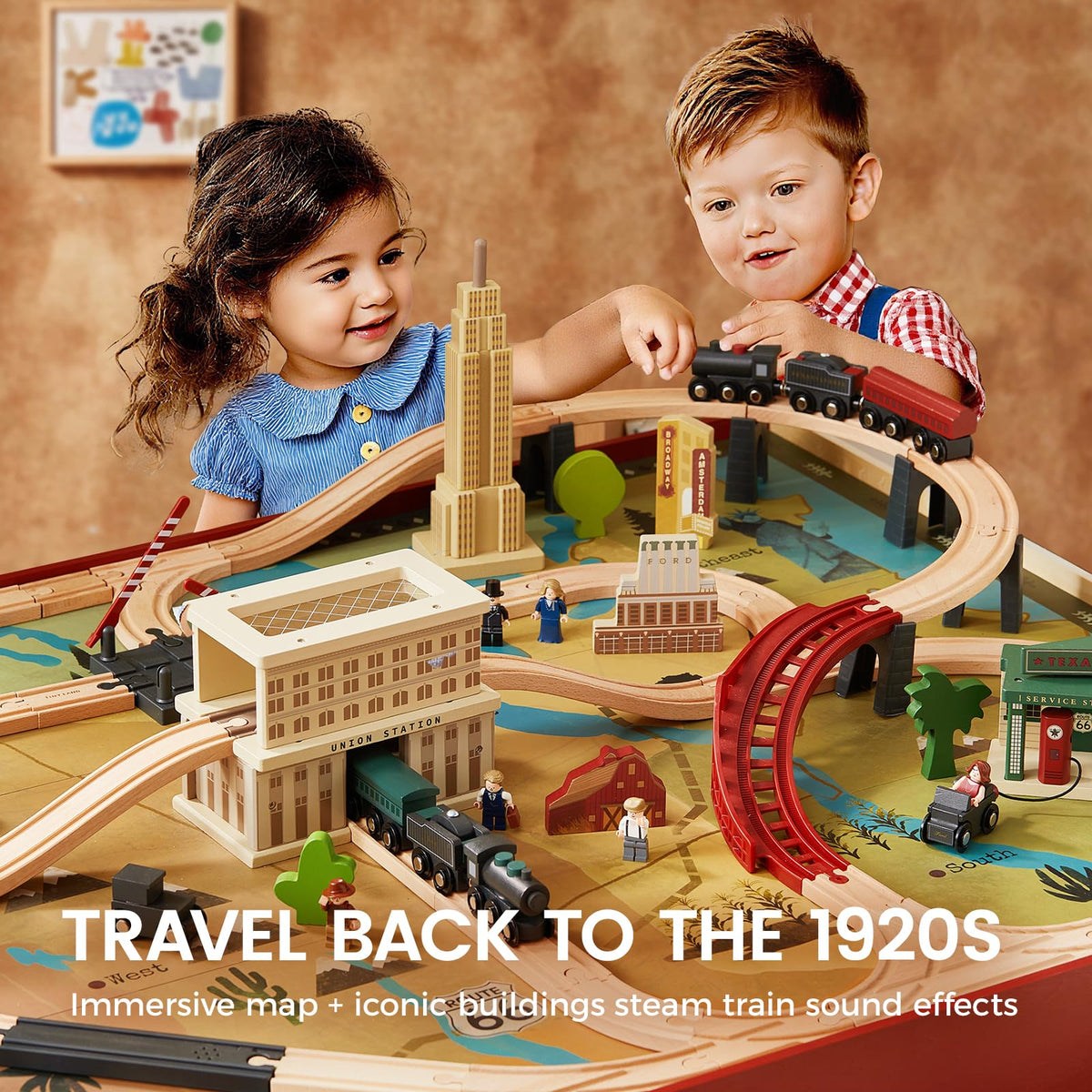 Tiny Land 104-piece train set enables endless layout ideas and creativity.