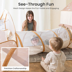 Tiny Land 3-piece play tunnel set offers versatile indoor adventures.