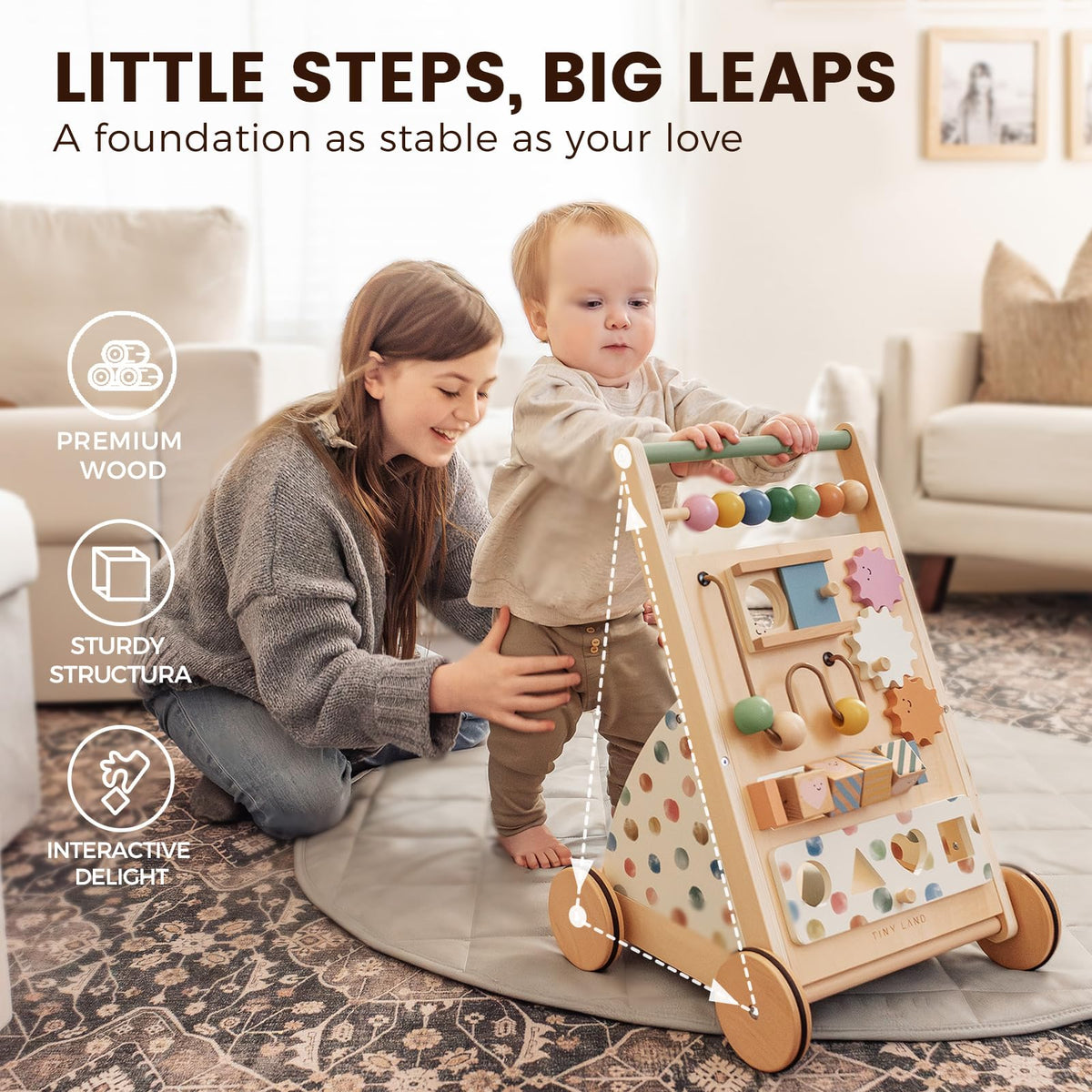 Tiny Land adjustable speed walker for safer first steps