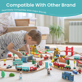 Tiny Land authentic railway-inspired play enhances storytelling during rainy-day sessions.