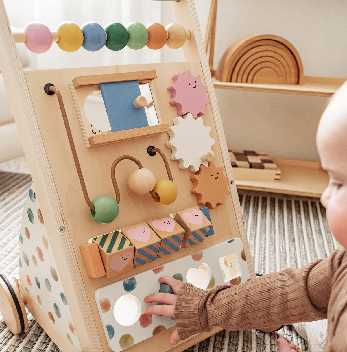 Tiny Land walker in use demonstrating 2-in-1 function