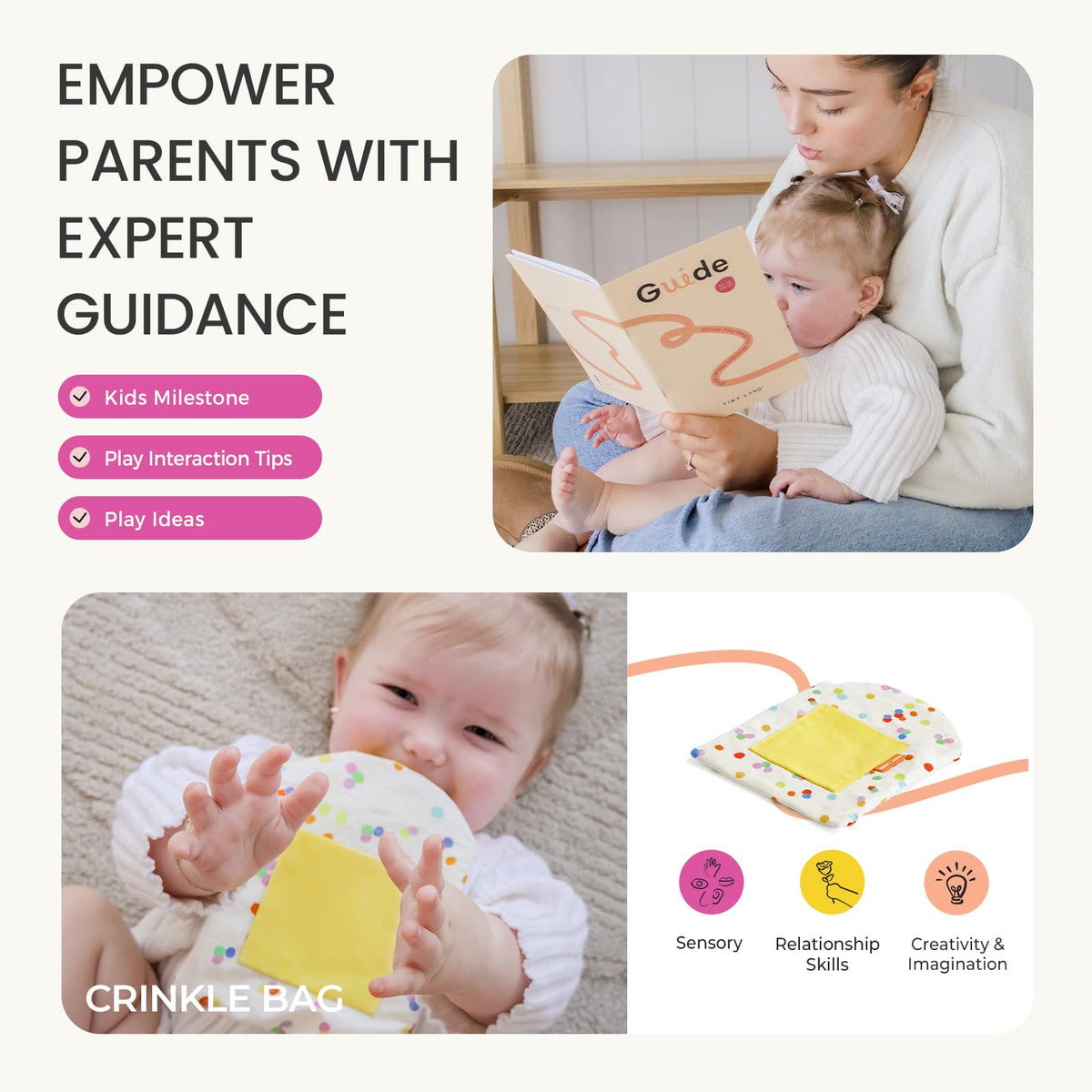 Tiny Land 5-in-1 toy collection displayed for holistic learning at home.