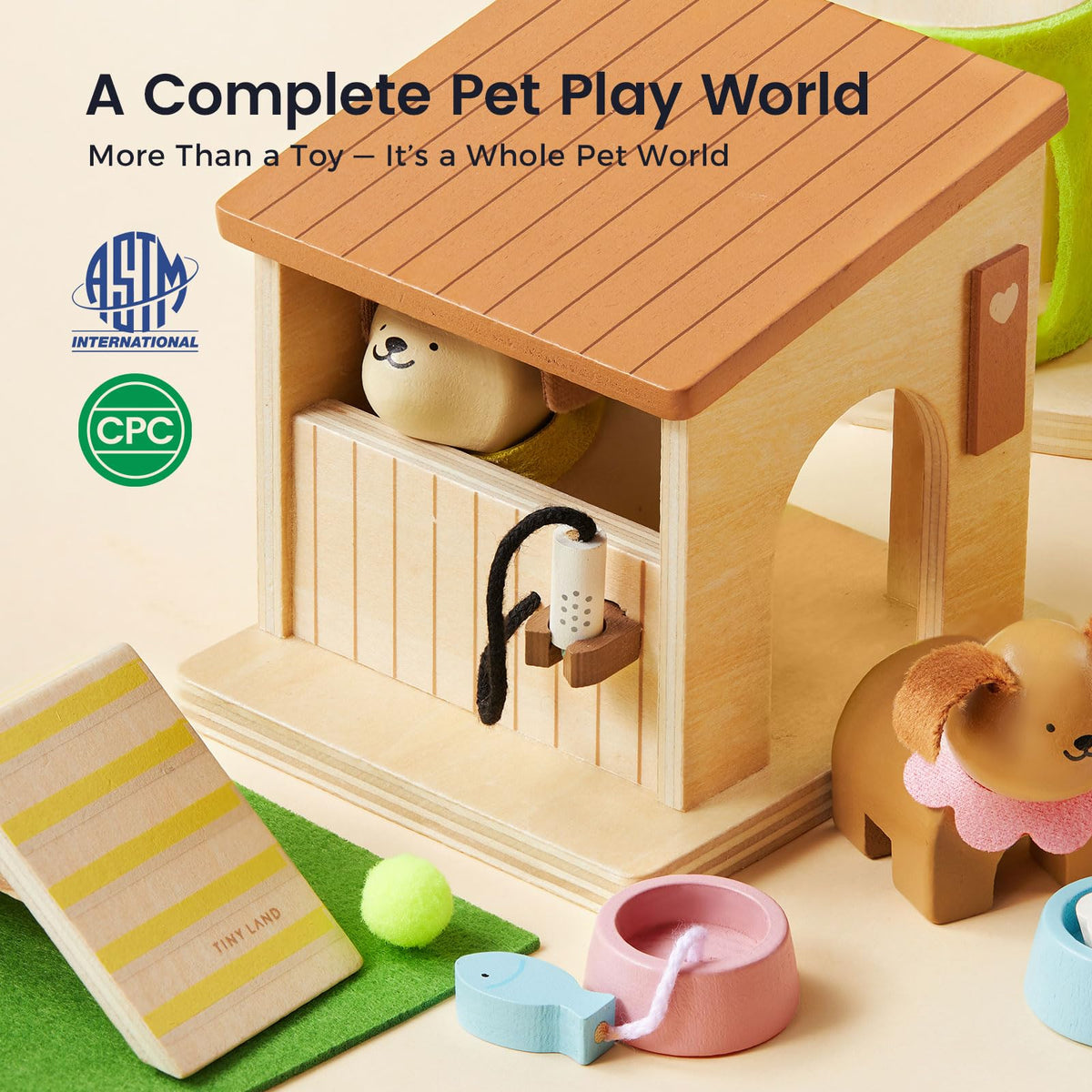 Tiny Land cozy pet bed provides a comfy spot for animal figures during stories.