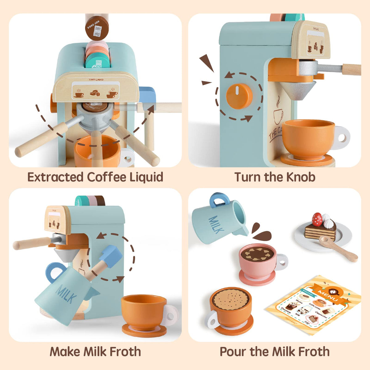 Tiny Land cups promote sharing and interactive serving during pretend cafe sessions
