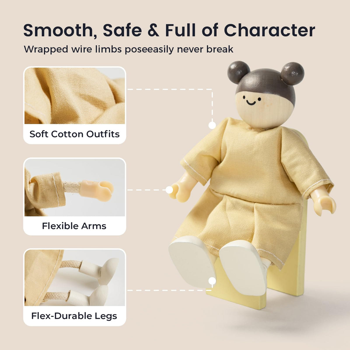 Tiny Land Brother poseable figure supports imaginative adventures and storytelling.