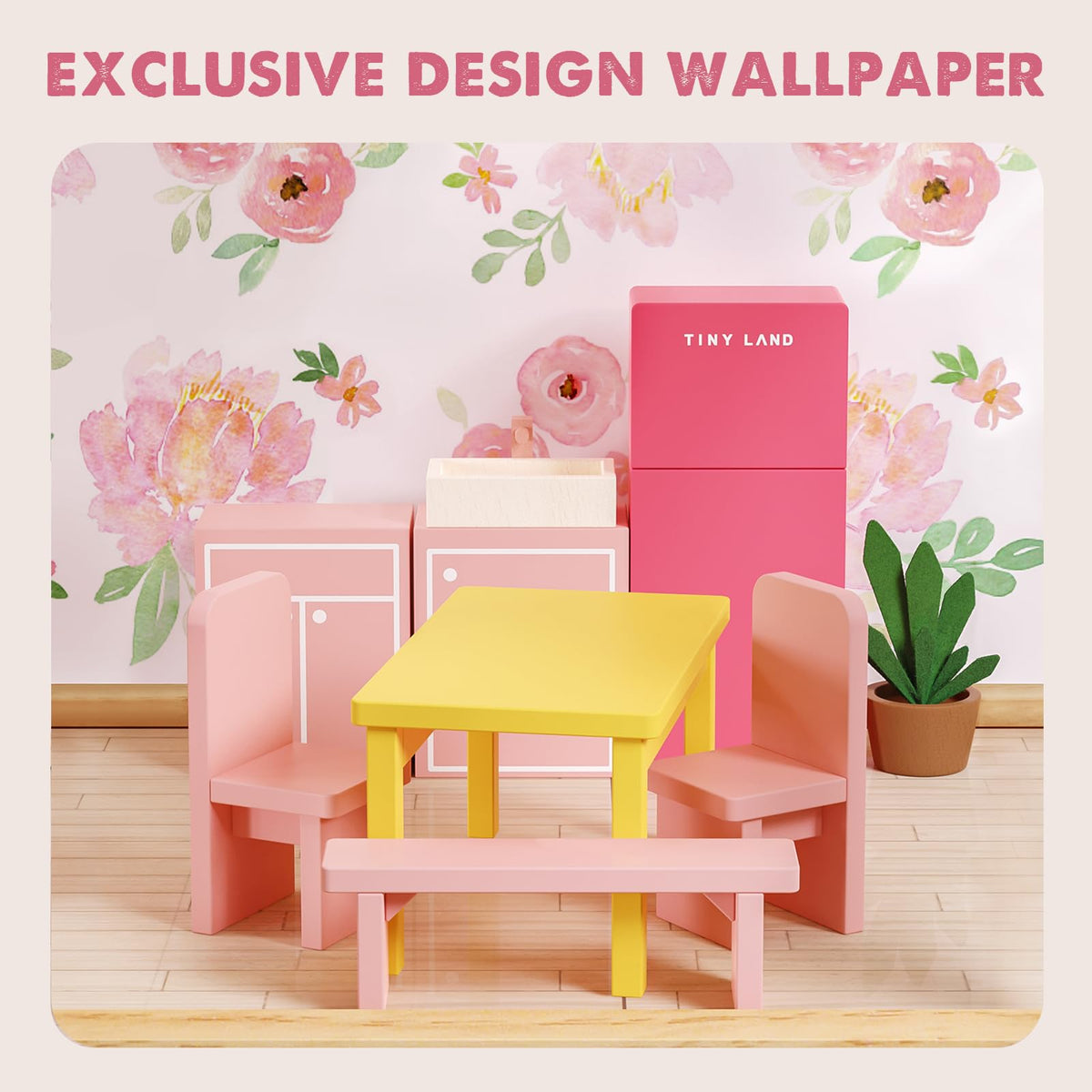 31-piece furniture set for six rooms in the Tiny Land dollhouse