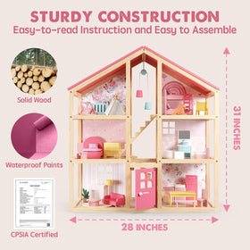 Living, dining, and bedroom furniture pieces from Tiny Land dollhouse