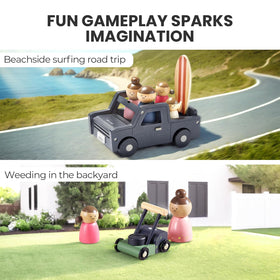 Tiny Land SUV car complements the garage for parking and stories.