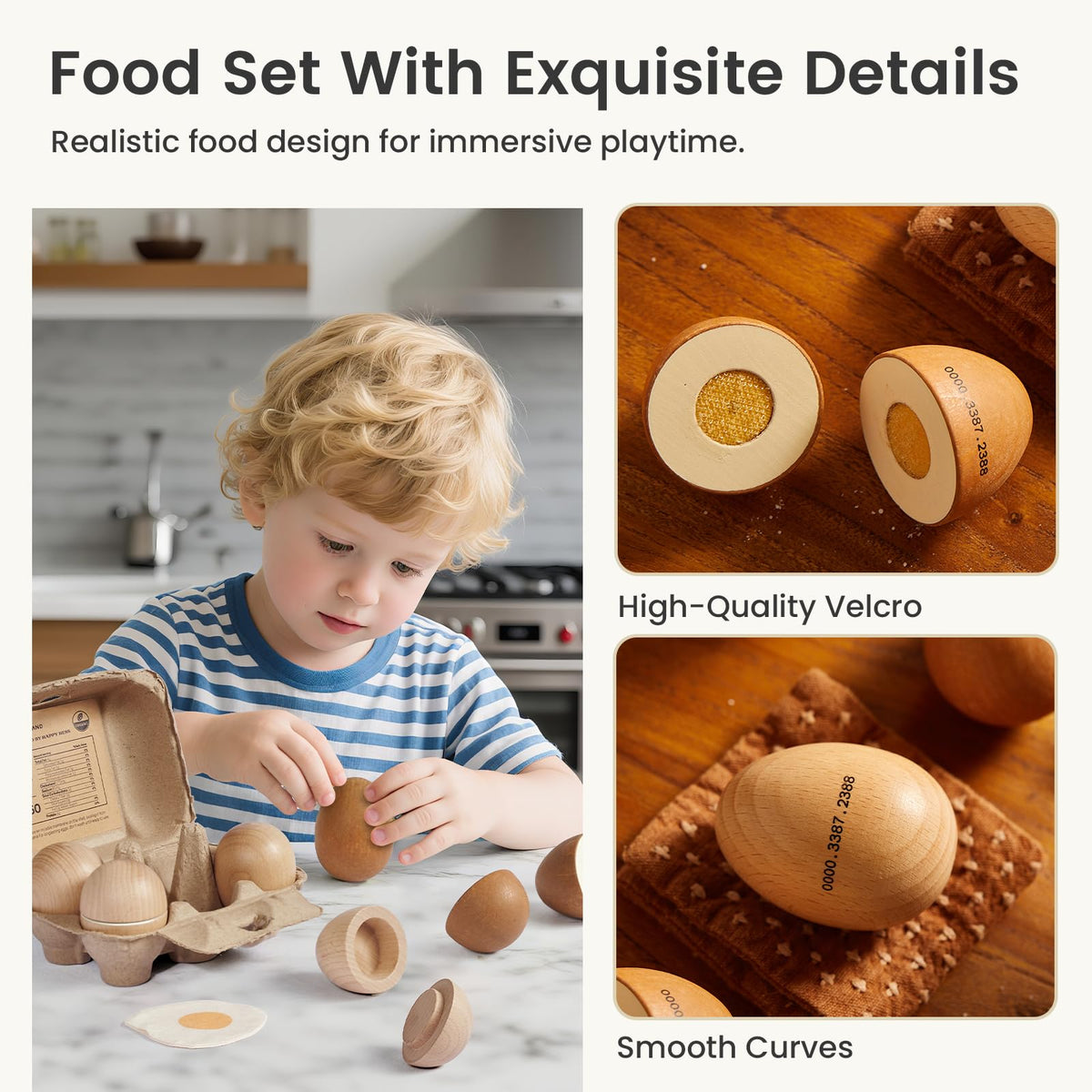 Tiny Land fabric fried egg adds realistic detail to play kitchen scenes