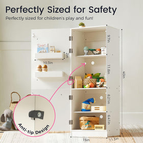 Tiny Land kid-friendly playtime with the fridge encouraging organized pretend grocery play.