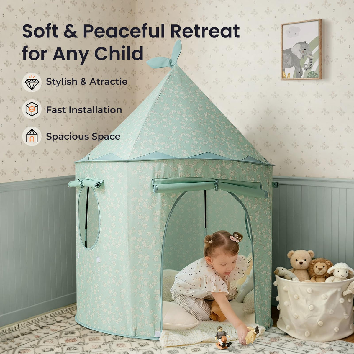 Tiny Land GreenTent roll-up door design allows easy access.