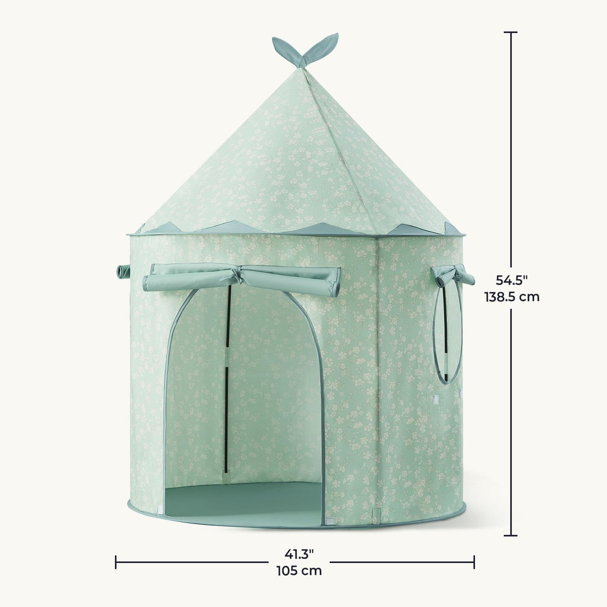 Tiny Land GreenTent soft fabric and floral accents fit nurseries.