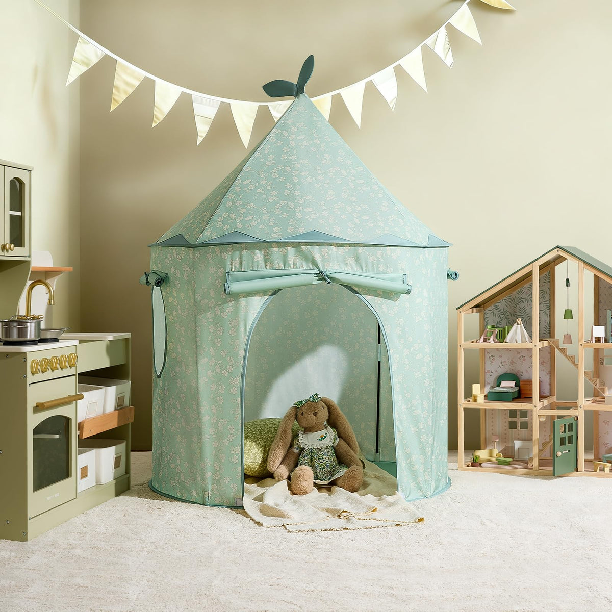 Tiny Land GreenTent spacious interior accommodates two to three kids.