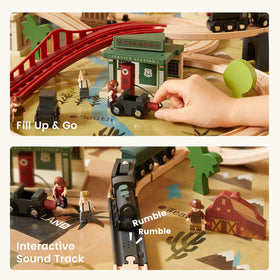 Tiny Land interactive features include crane, gate, and refuel actions.