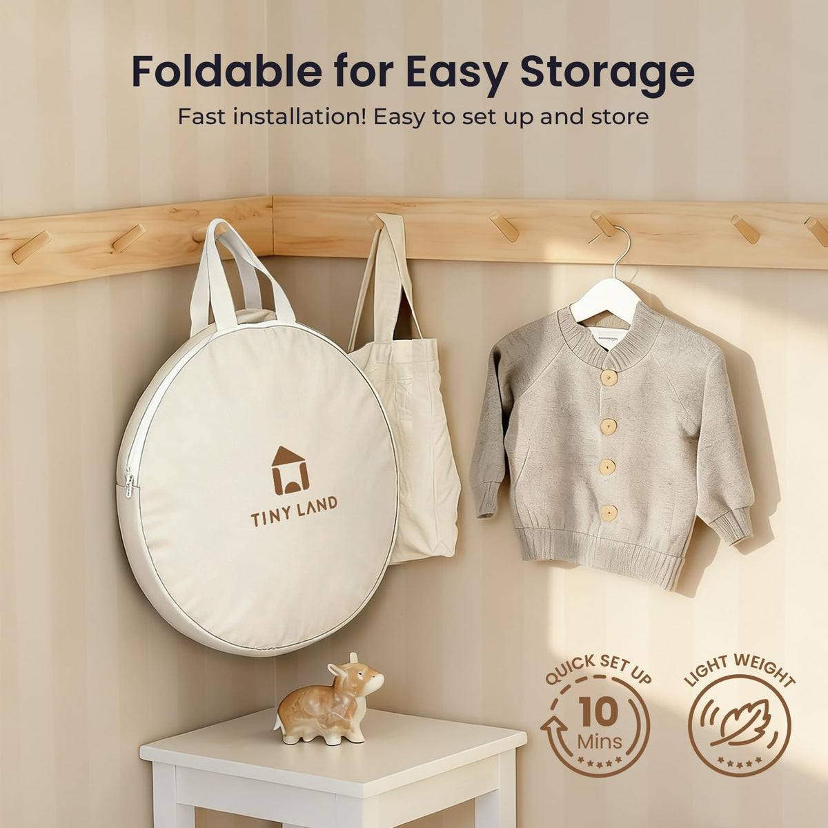 Carrying bag included with Tiny Land tent for portability