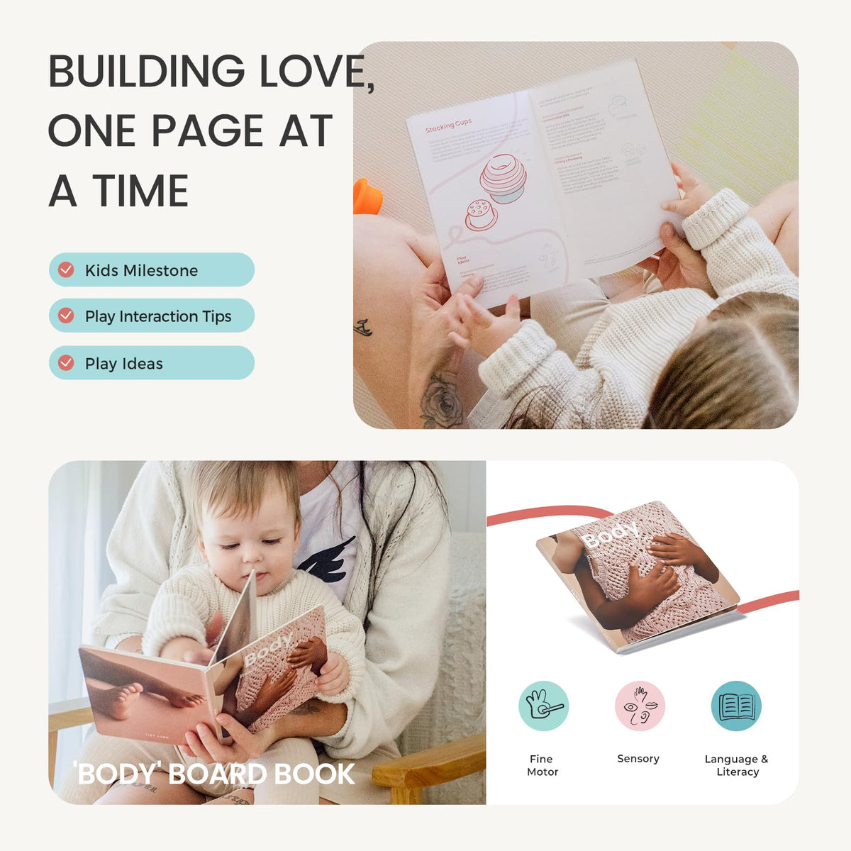 Tiny Land Montessori Body Board Book aids early language and body awareness