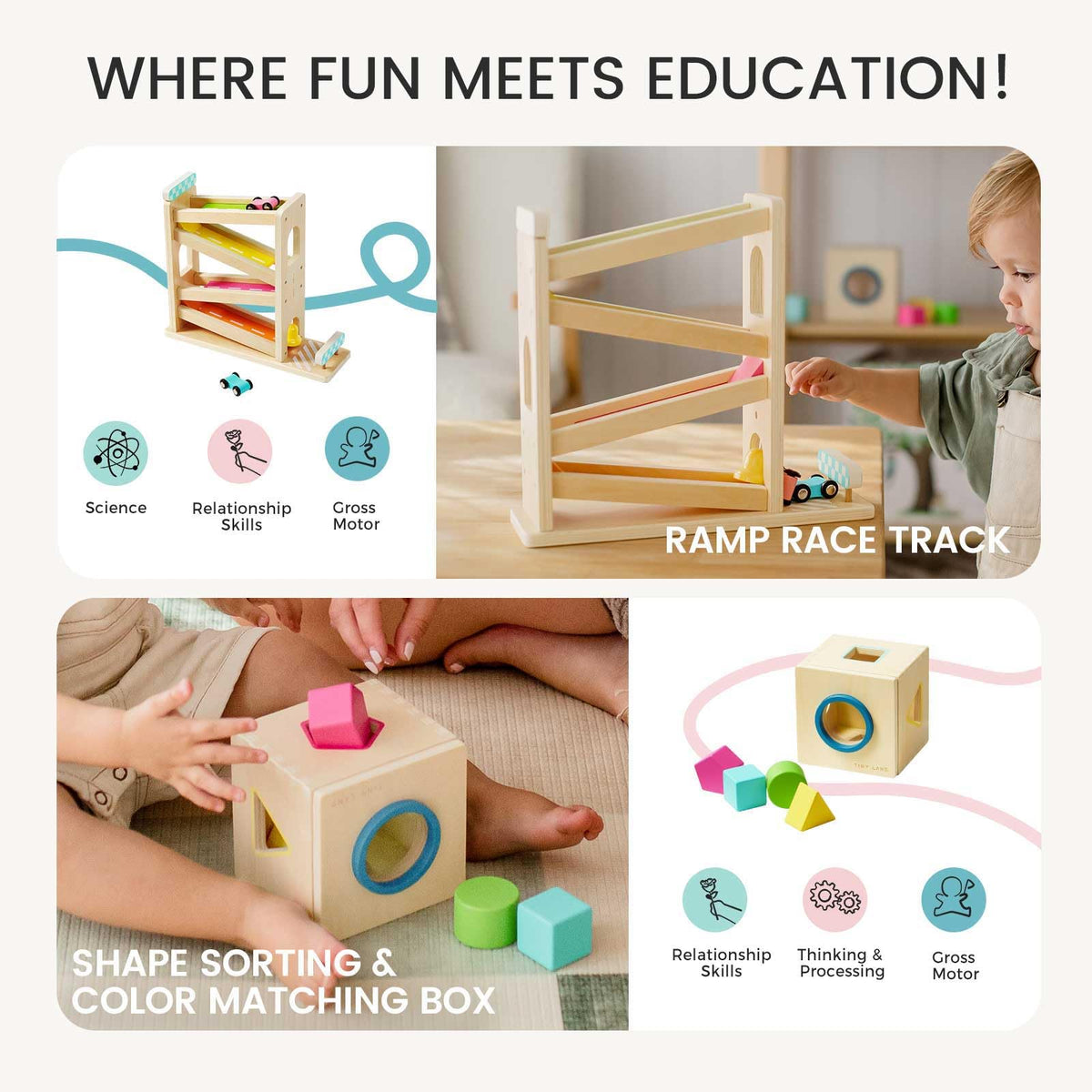 Tiny Land Montessori toy set lacing beads enhance finger dexterity and concentration