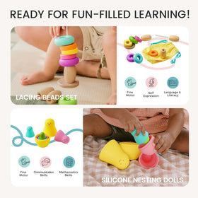 Tiny Land Montessori toy set silicone nesting dolls invite size, order, and sequencing exploration