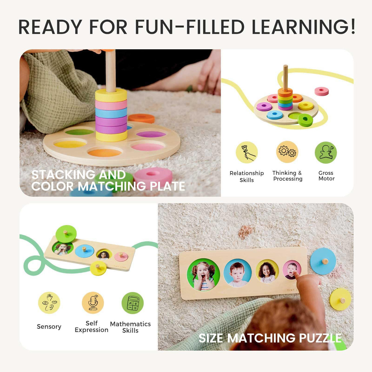 This Tiny Land color board book image introduces color recognition and early literacy cues.