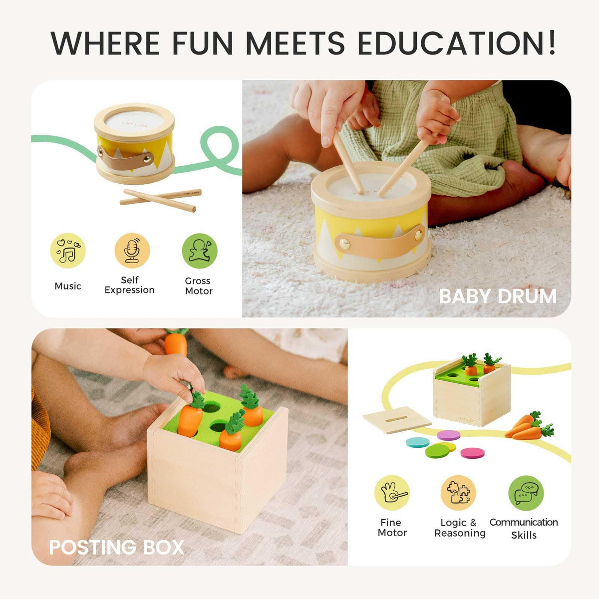 This Tiny Land shot features the size matching puzzle to boost problem solving and concentration.