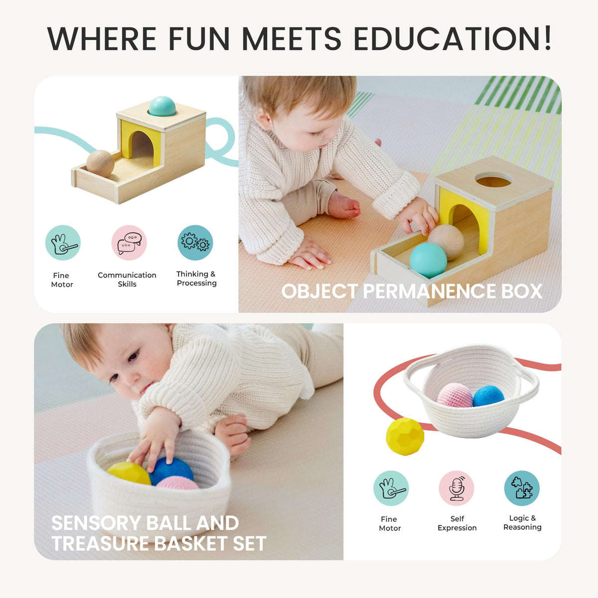 Tiny Land Stacking Cups promoting spatial awareness and independent play