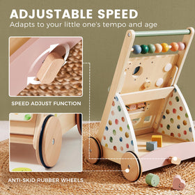 Tiny Land natural wood walker with smooth edges protects floors