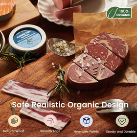 Tiny Land Organic Play Food Set bacon strip—soft textures for safe handling.