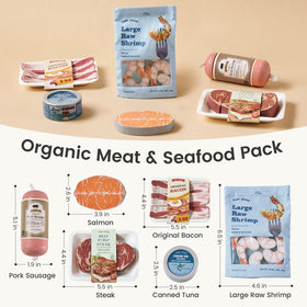 Tiny Land Organic Play Food Set tuna can—cardboard trays add pretend packaging realism.