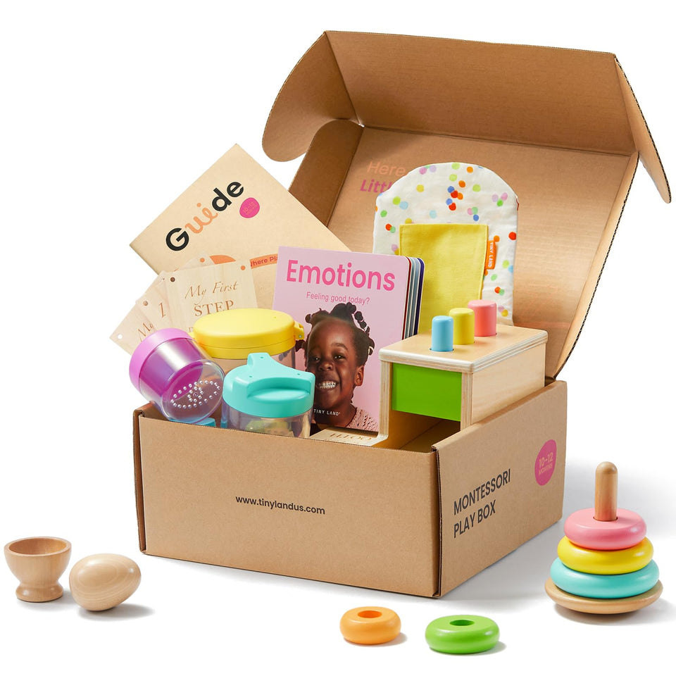 Tiny Land peg drop box promotes fine motor skills and problem solving.